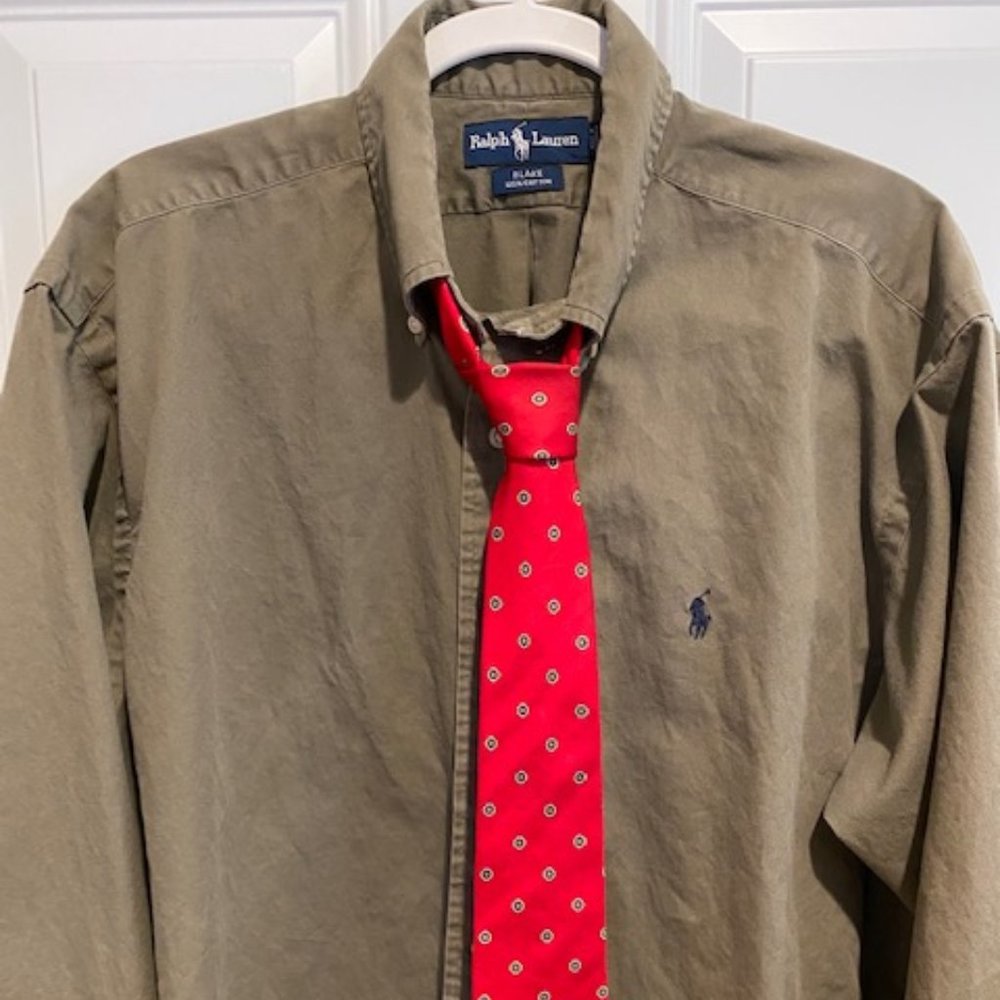 Ralph Lauren Polo Olive button down includes tie bundle